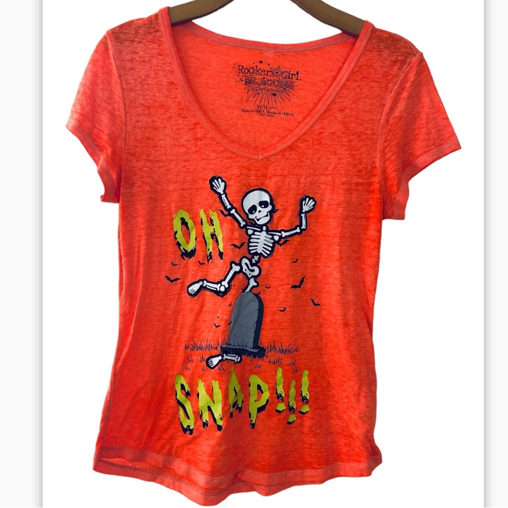 Halloween Rock Girl T Shirt M Orange